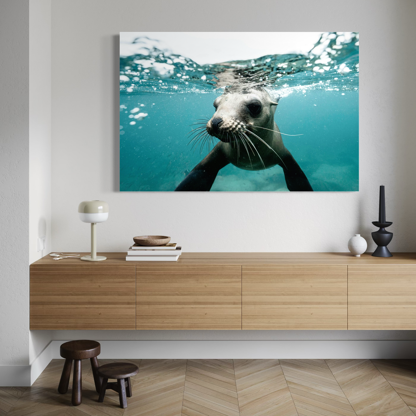 Cuadro decorativo canvas León marino 001