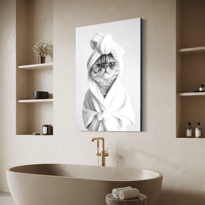 Cuadro decorativo canvas Gatito en el baño 003
