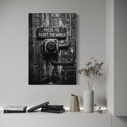 Cuadro decorativo canvas Press to reset the world