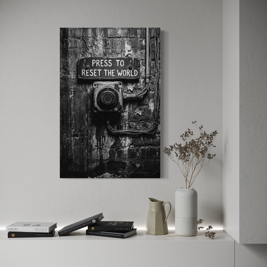 Cuadro decorativo canvas Press to reset the world