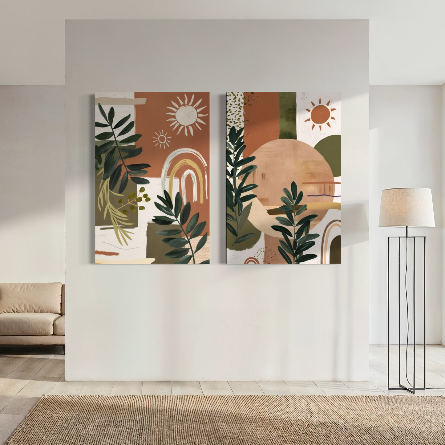 Set de 2 cuadros verticales Botanica