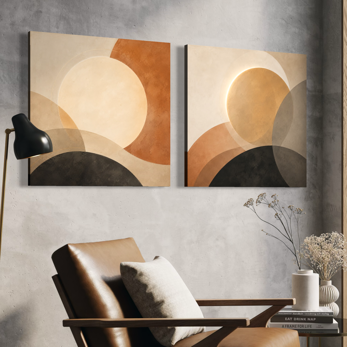 Set de 2 cuadros canvas cuadrados Terracotta Muse