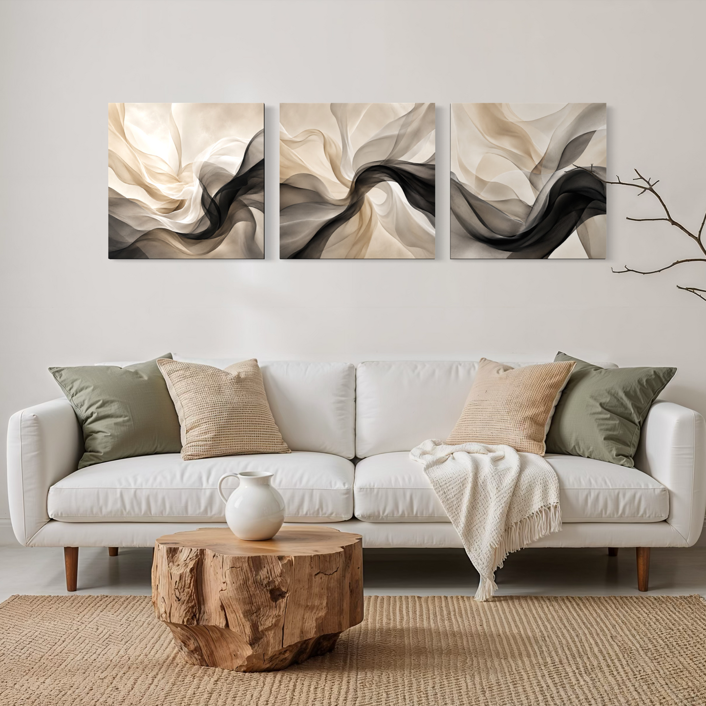 Set de 3 cuadros cuadrados Silk Flow