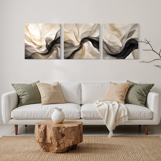 Set de 3 cuadros cuadrados Silk Flow