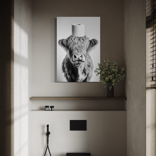 Cuadro decorativo canvas Vaquita en el baño 001