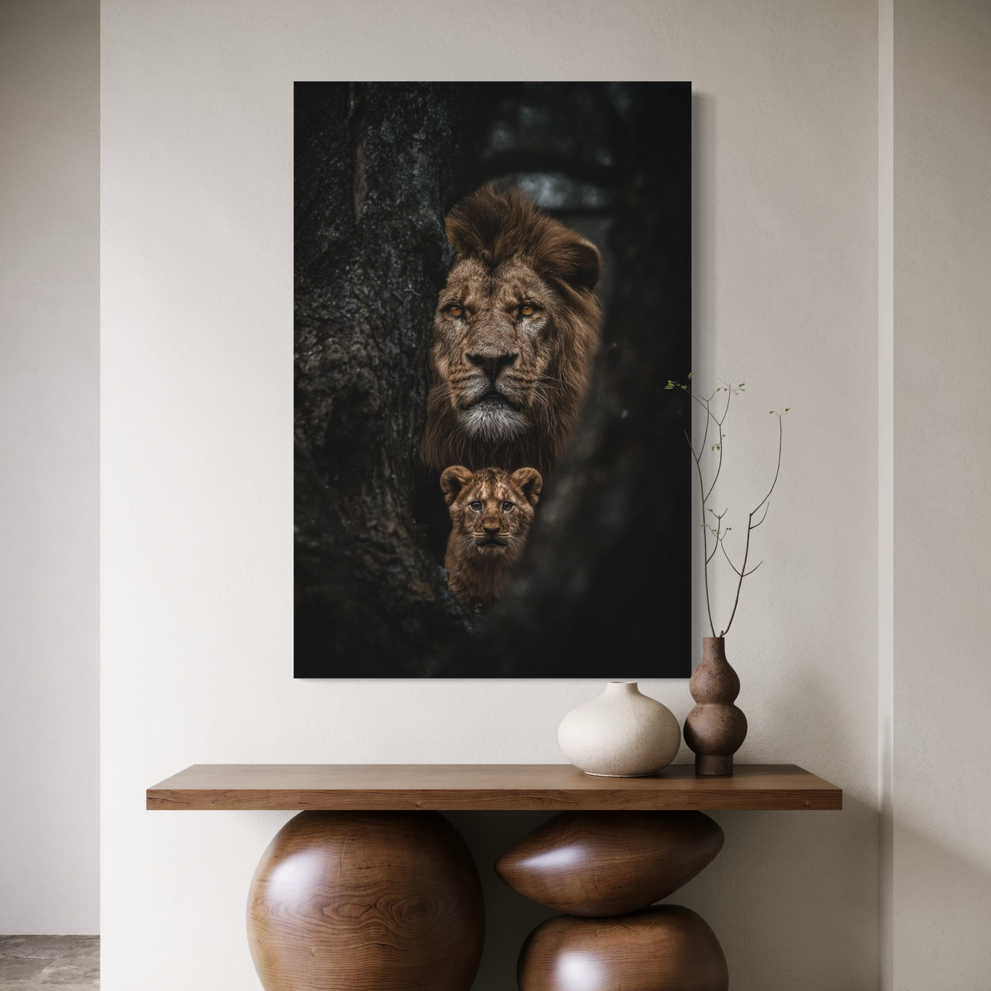 Cuadro decorativo canvas León y cachorro