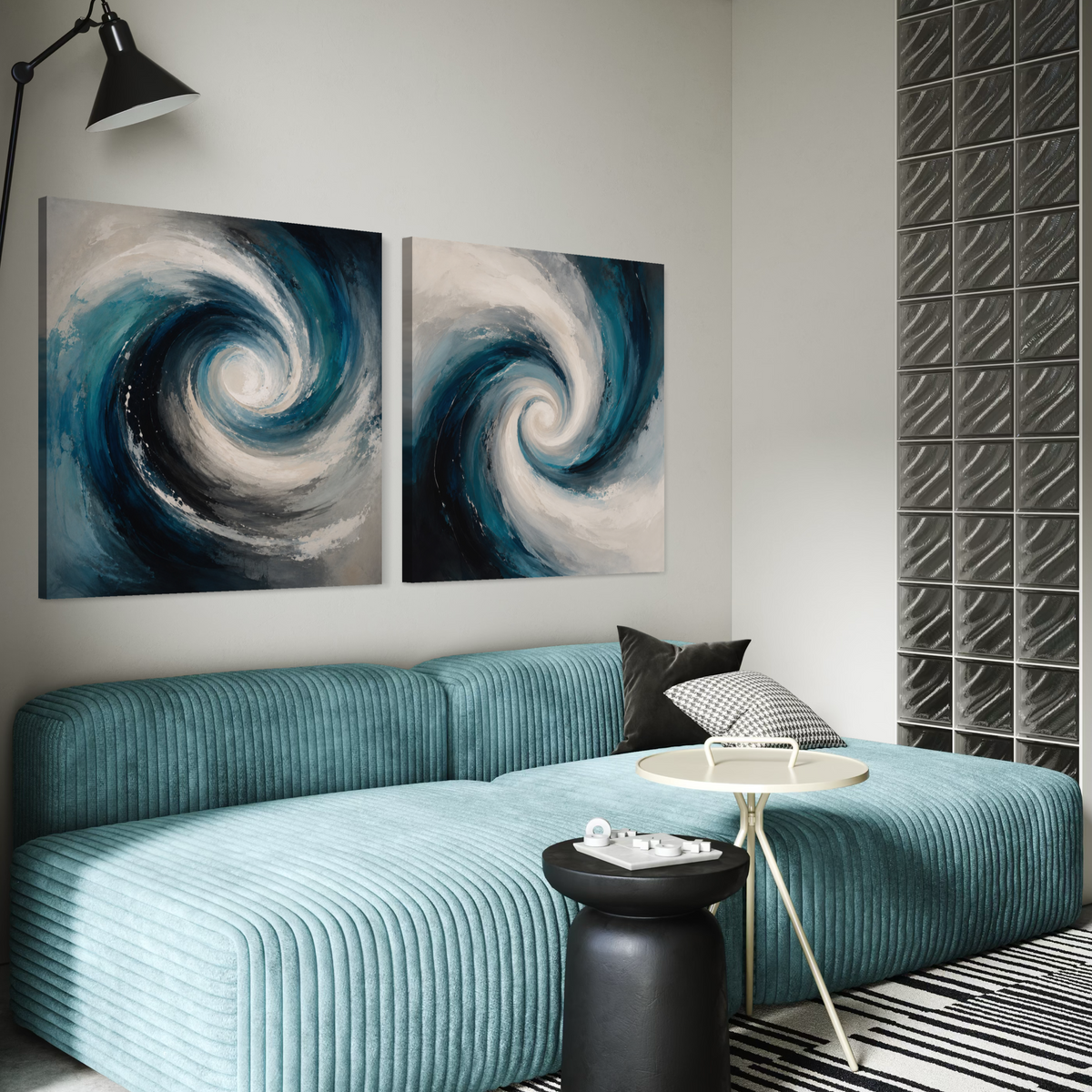 Set de 2 cuadros canvas cuadrados Ocean Vortex