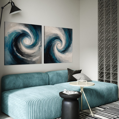 Set de 2 cuadros canvas cuadrados Ocean Vortex