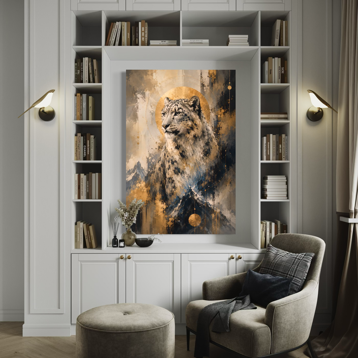 Cuadro decorativo canvas Leopardo de las nieves