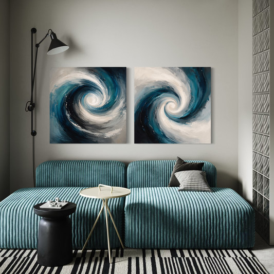 Set de 2 cuadros canvas cuadrados Ocean Vortex