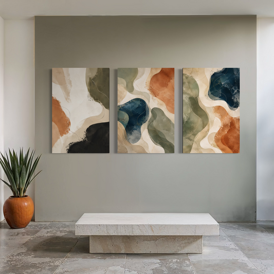 Set de 3 cuadros canvas Terra Flow