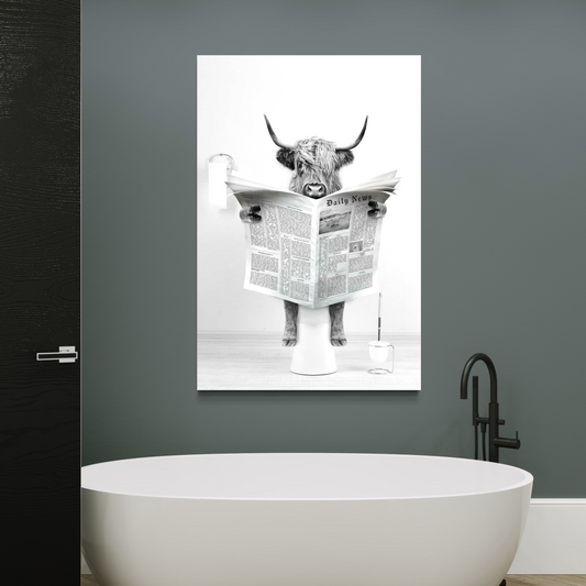 Cuadro decorativo canvas Vaquita en el baño 002